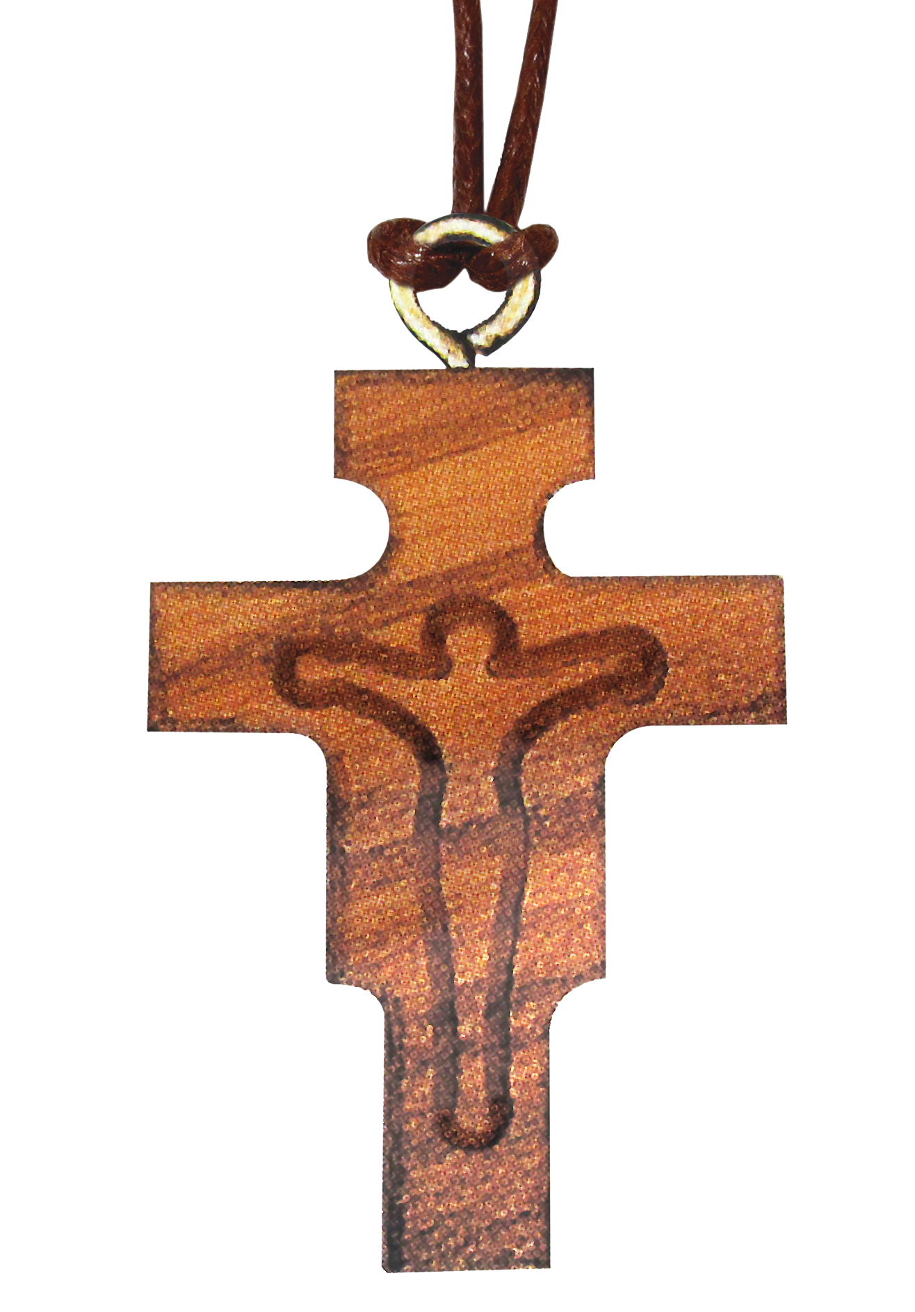 Drewniany krzyżyk z grawerowanym Chrystusem