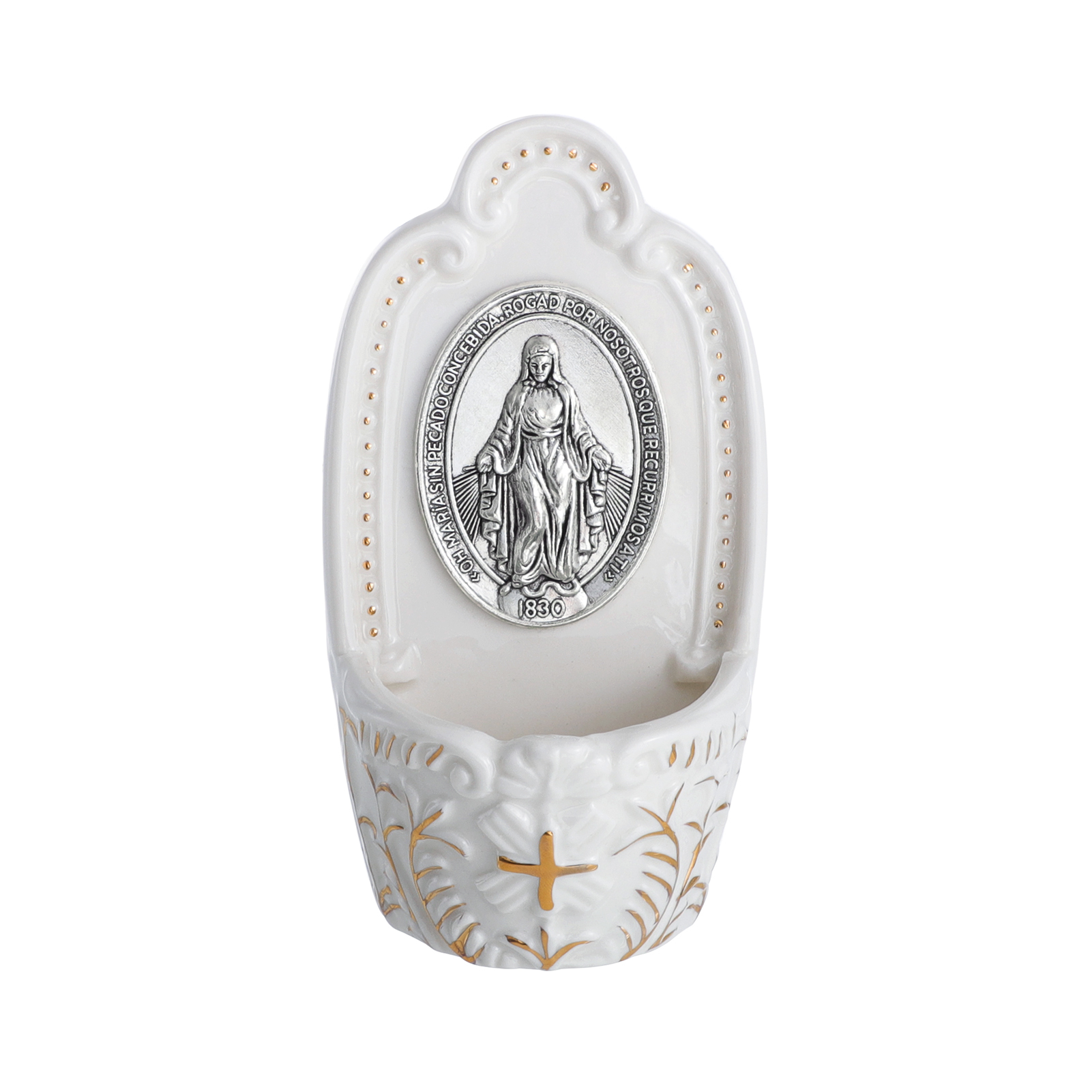 Kropielniczka domowa ceramiczna z Matką Bożą Niepokalaną, 14 cm