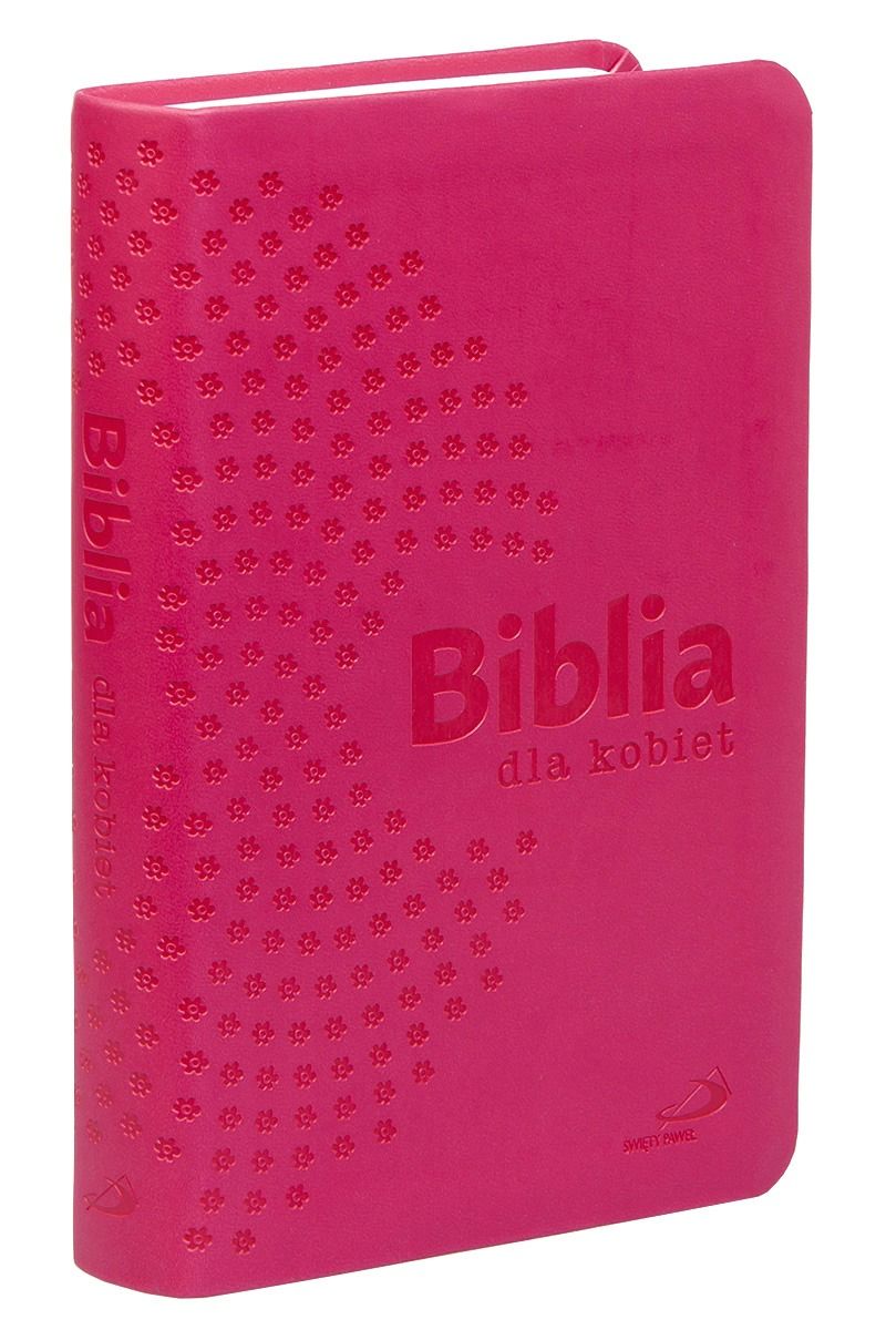 Biblia dla kobiet w malinowej oprawie z tłoczonym motywem kwiatowym