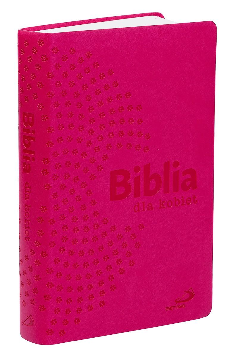 Biblia dla kobiet w malinowej oprawie z kwiatowym tłoczeniem i paginatorami