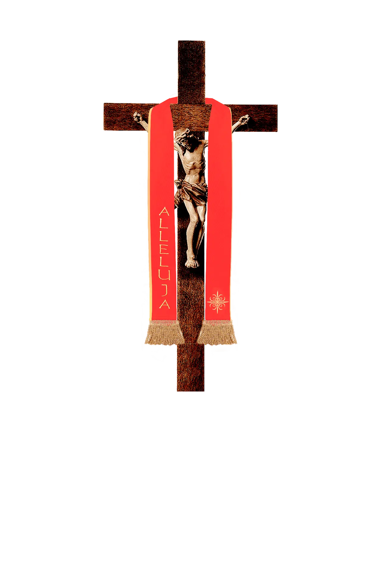 Stuła liturgiczna czerwona z haftem krzyża