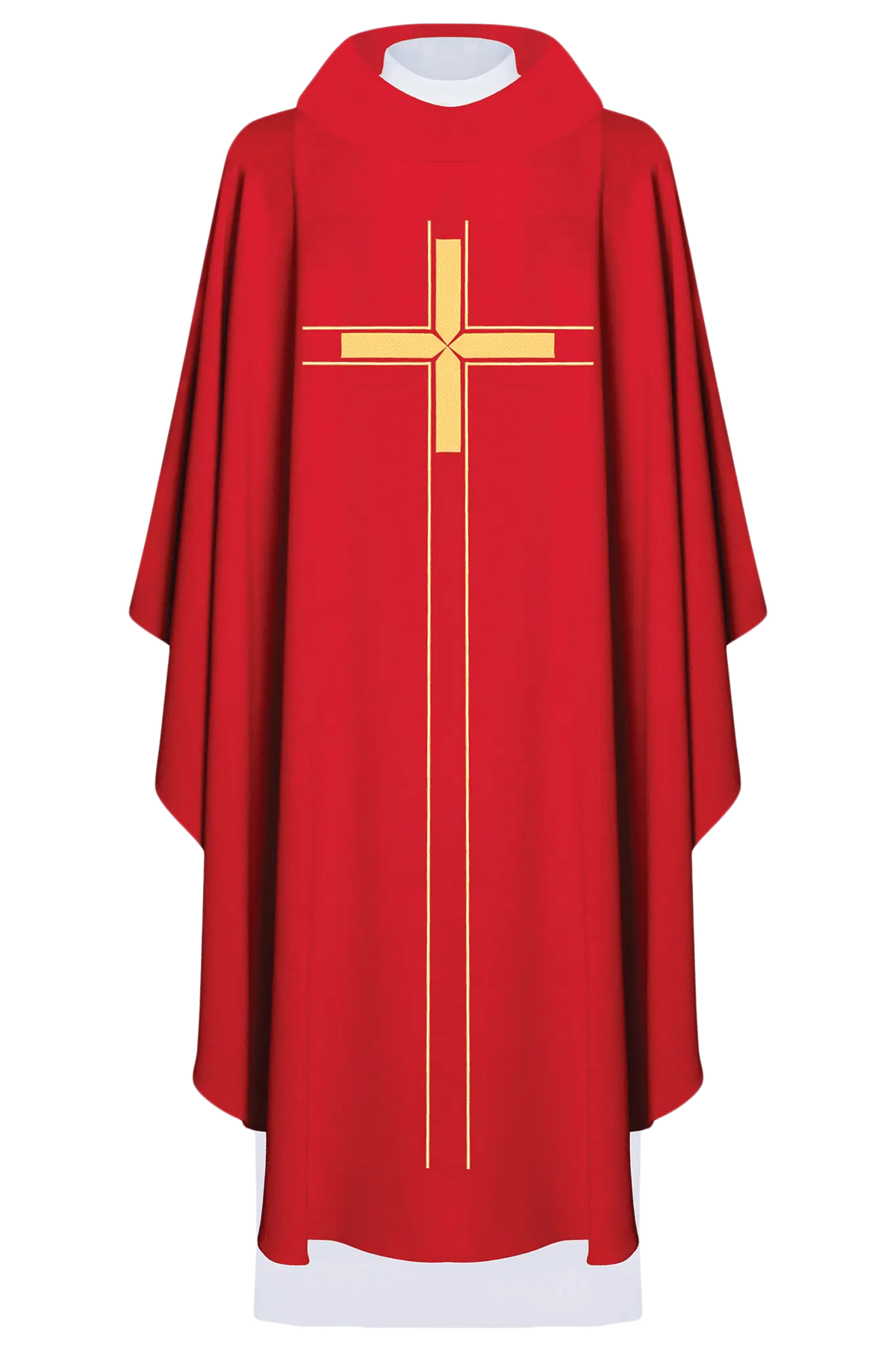 Czerwony ornat liturgiczny haftowany w minimalistycznym wzorze