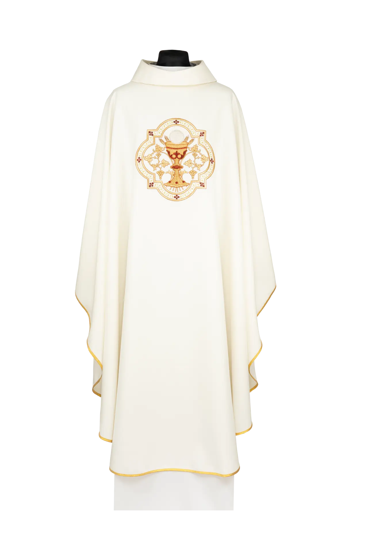 Ornat ecru z haftem IHS i kielichem eucharystycznym