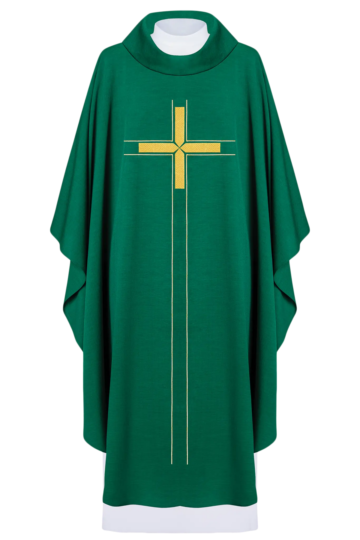 Zielony ornat liturgiczny haftowany w minimalistycznym wzorze