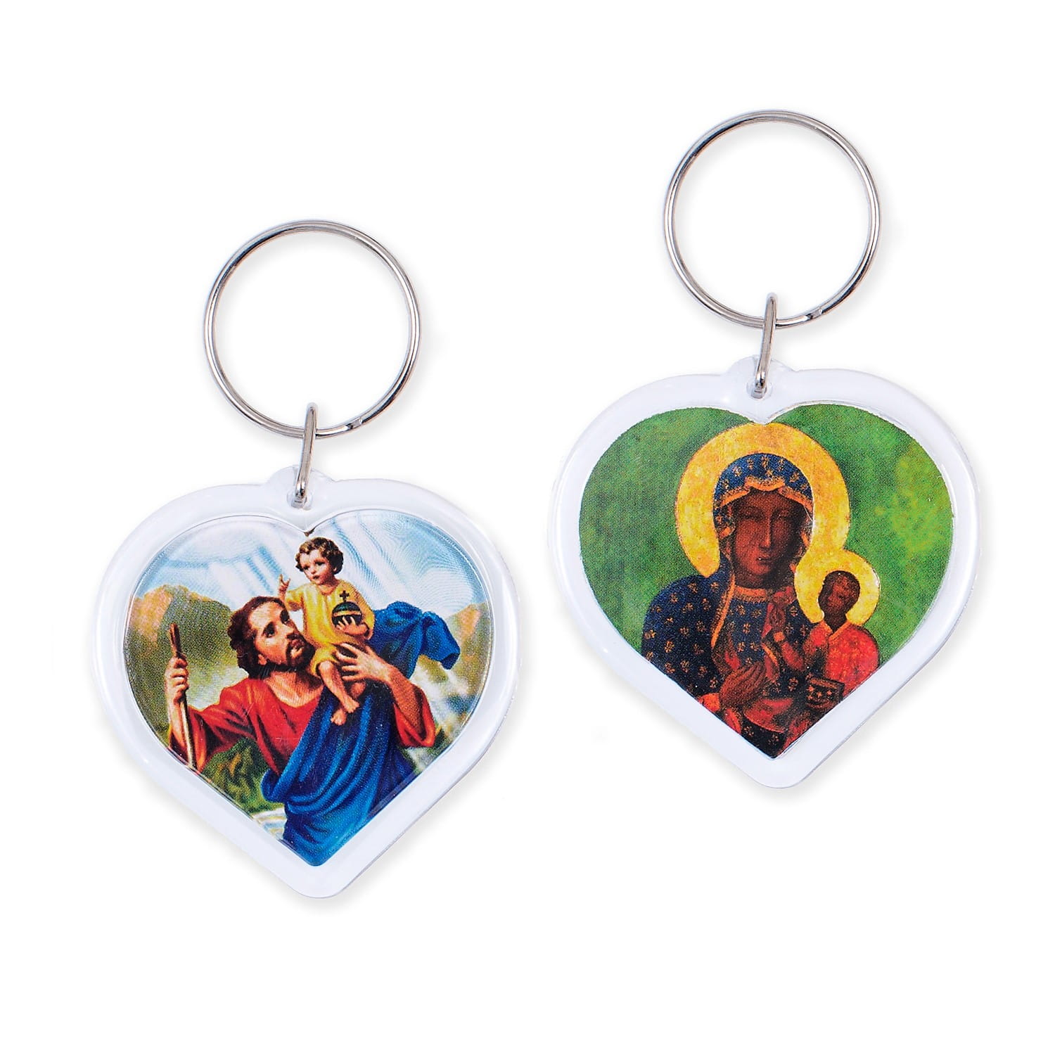 Saint Christopher and Our Lady of Czestochowa religious keychain