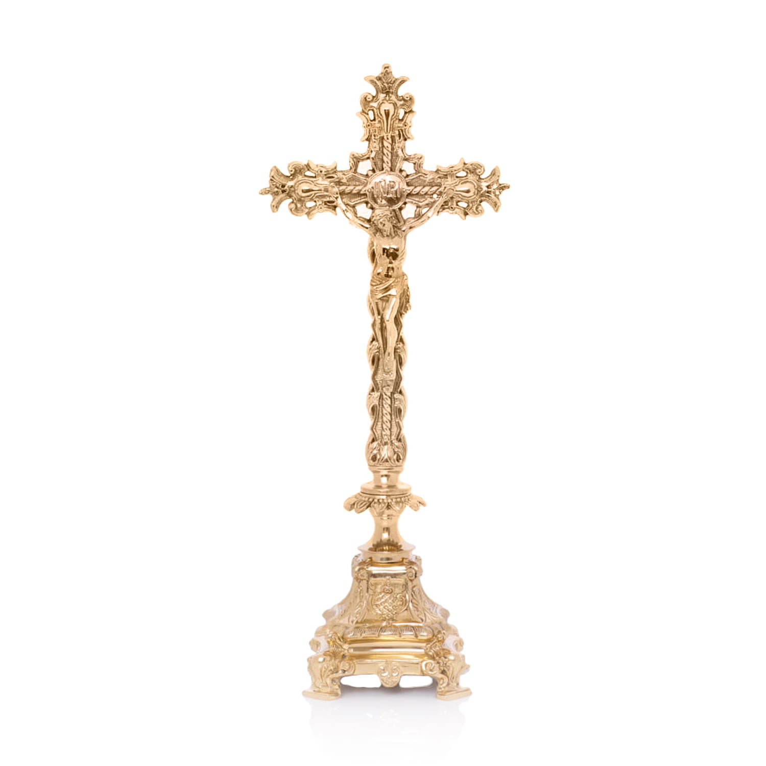 Ozdobny krzyż ołtarzowy mosiężny 40 cm – widok główny