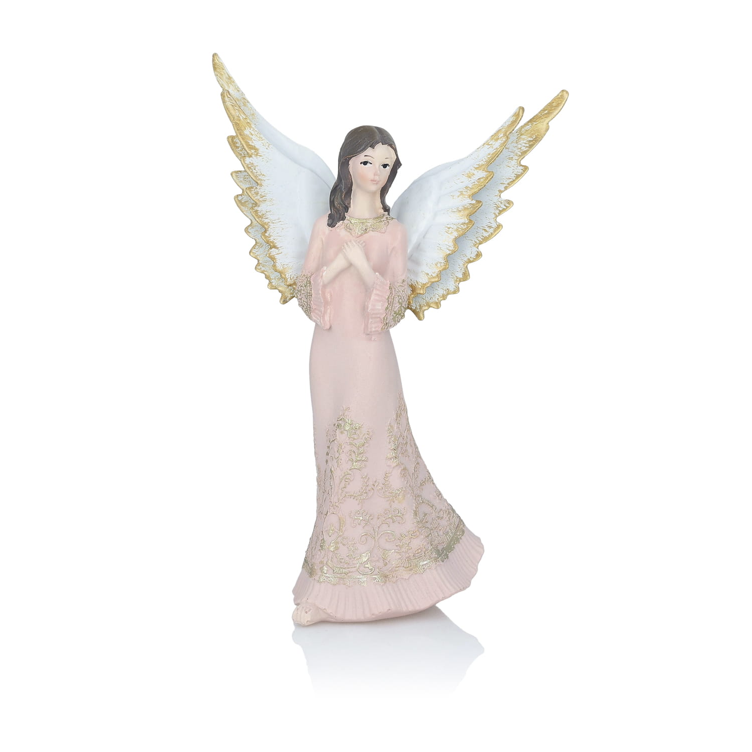 Modlący się anioł Favola 18 cm - figurka różowa - przód