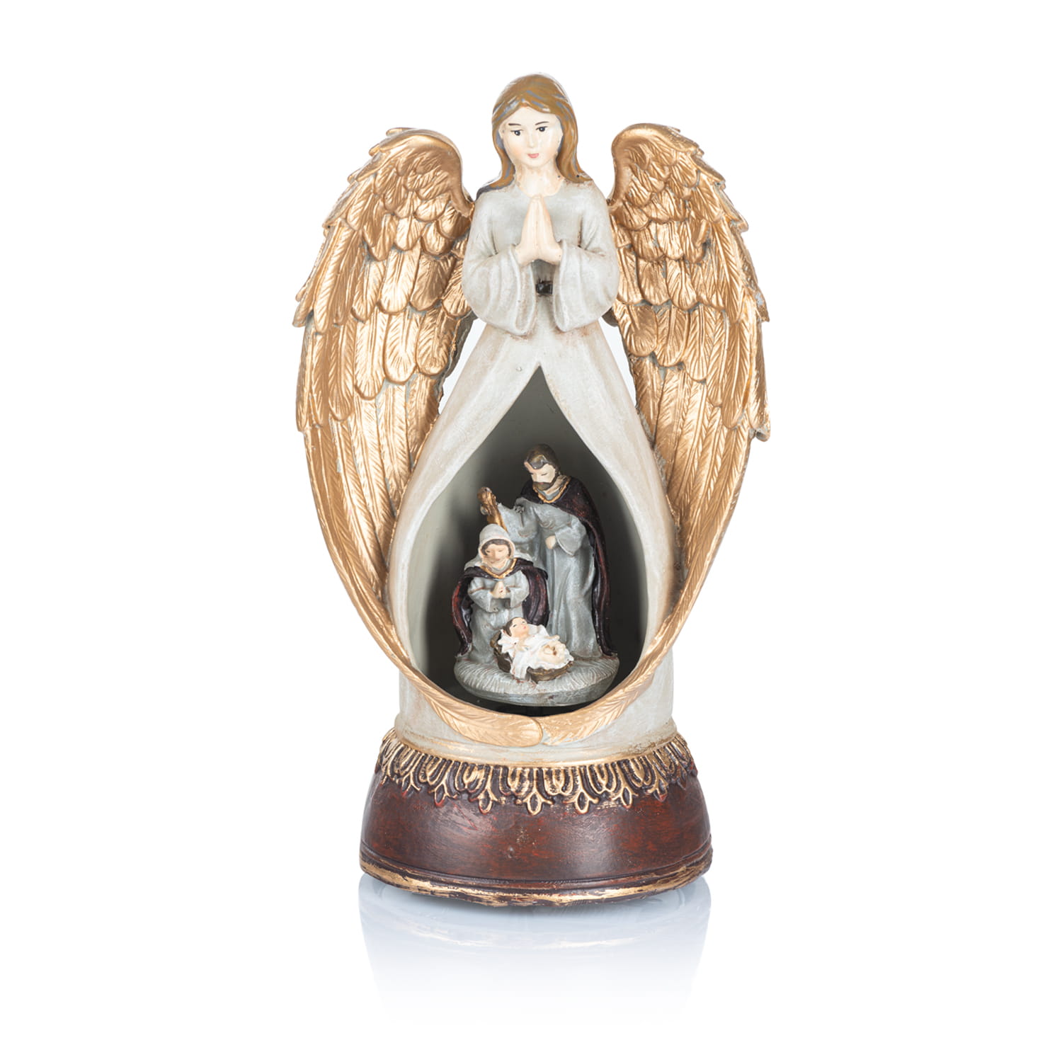 Anioł ze Świętą Rodziną Favola 23 cm - pozytywka - przód