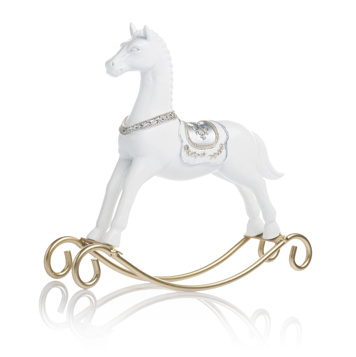 Biały konik na biegunach Favola 19 cm - figurka - bok konika na biegunach