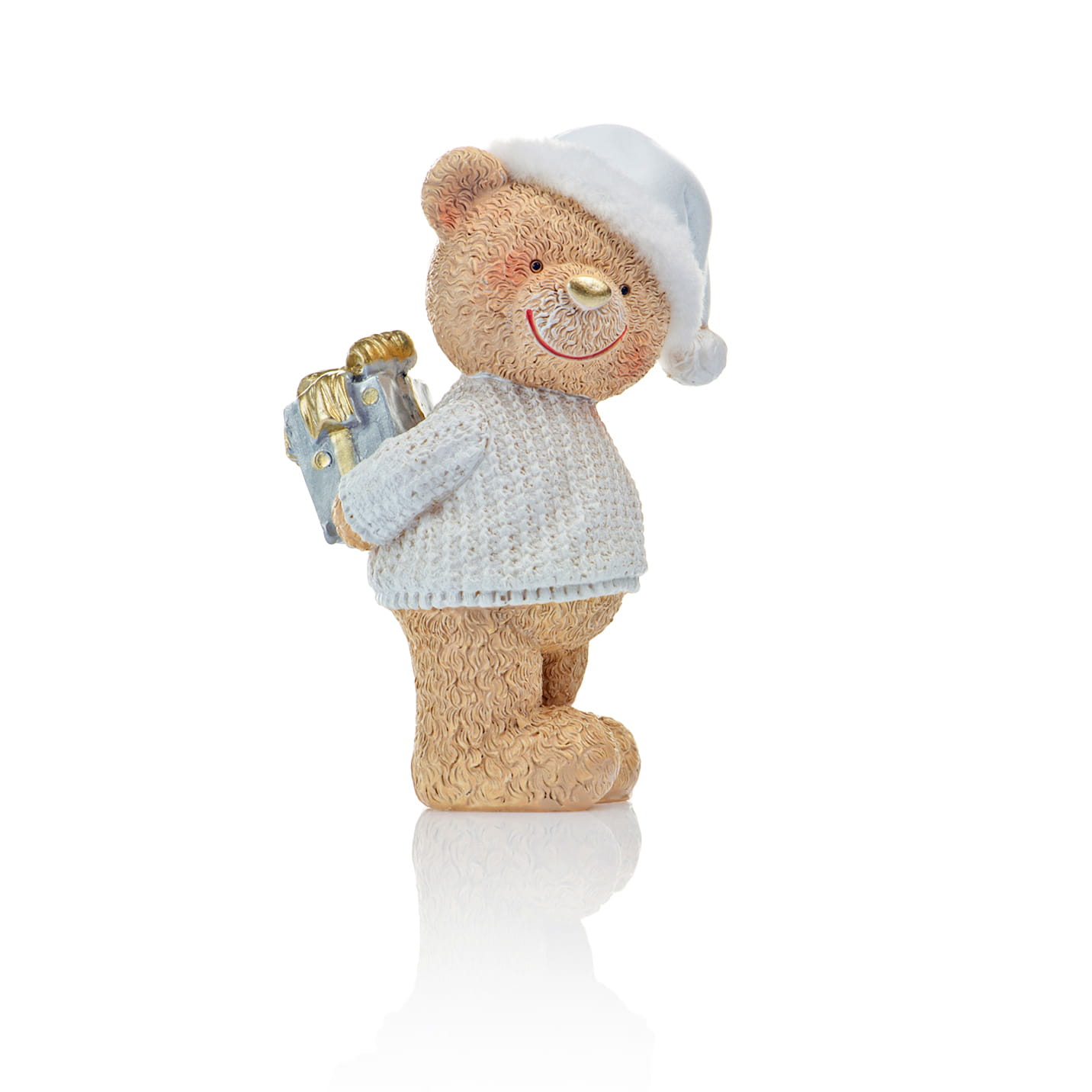 Miś świąteczny z prezentem Favola 13 cm - figurka - przód misia