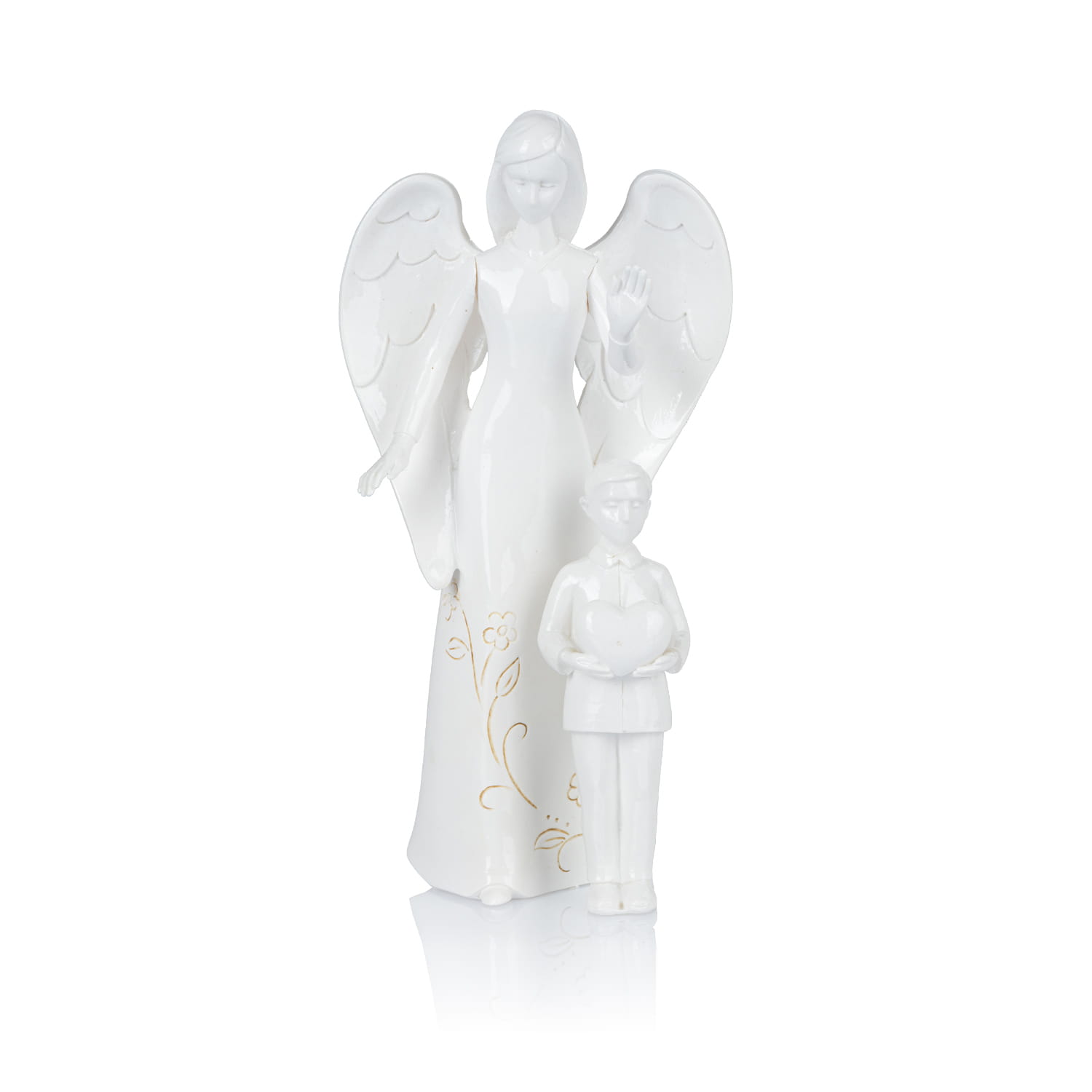 Anioł Stróż z chłopcem 18,5 cm - zestaw dwóch figurek - widok główny