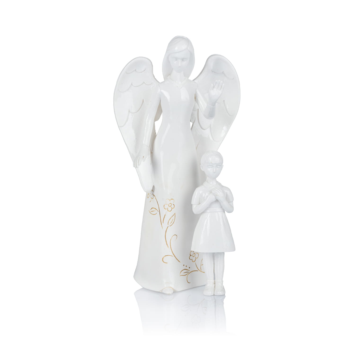 Anioł Stróż z dziewczynką 18,5 cm - zestaw dwóch figurek - widok główny