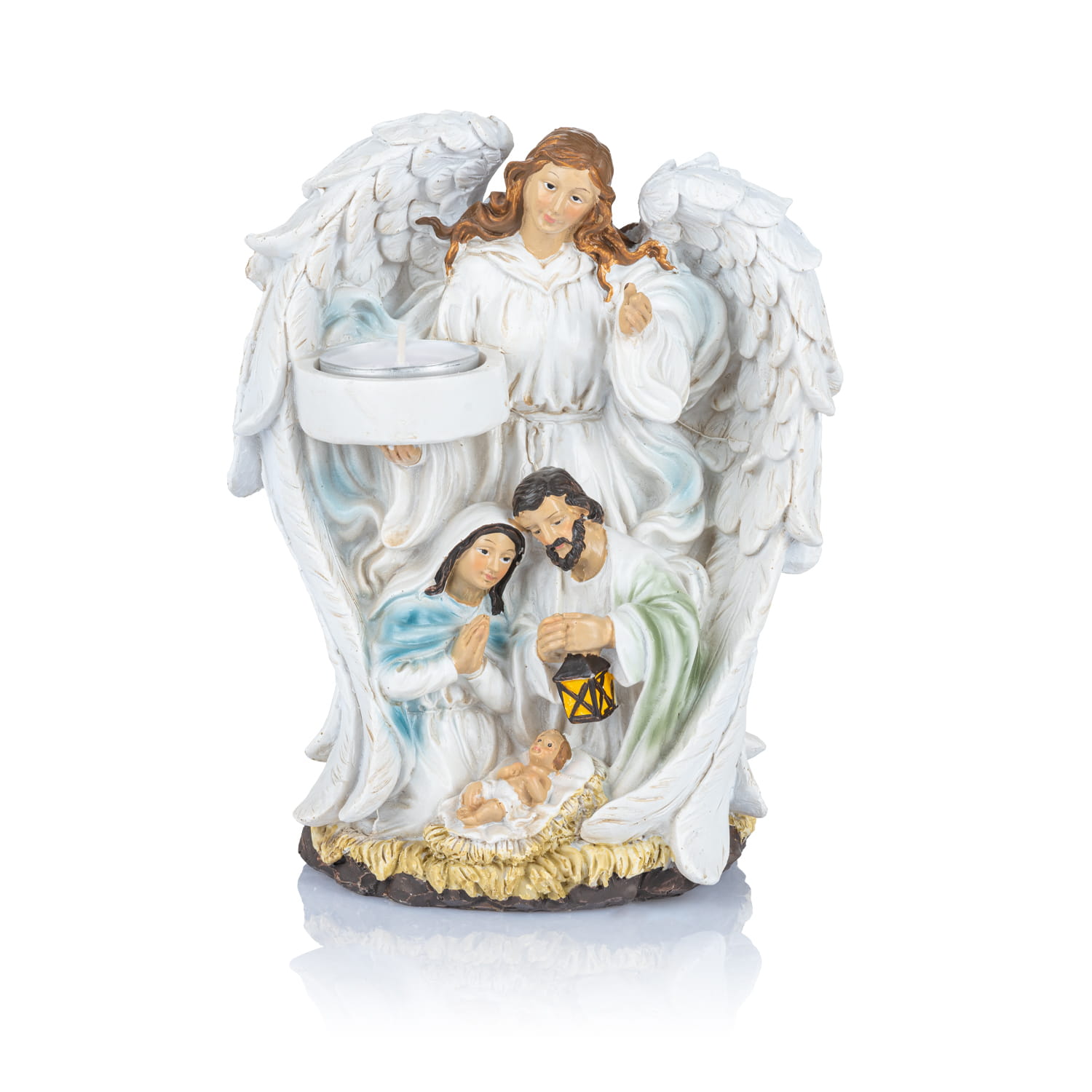 Świecznik ze Świętą Rodziną i aniołem Classic 18 cm - widok główny