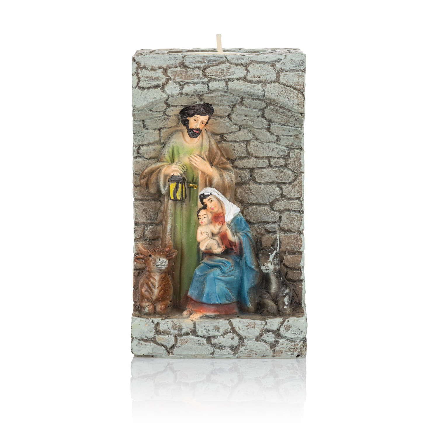 Świecznik ze Świętą Rodziną Classic 12 cm - szary mur - widok główny