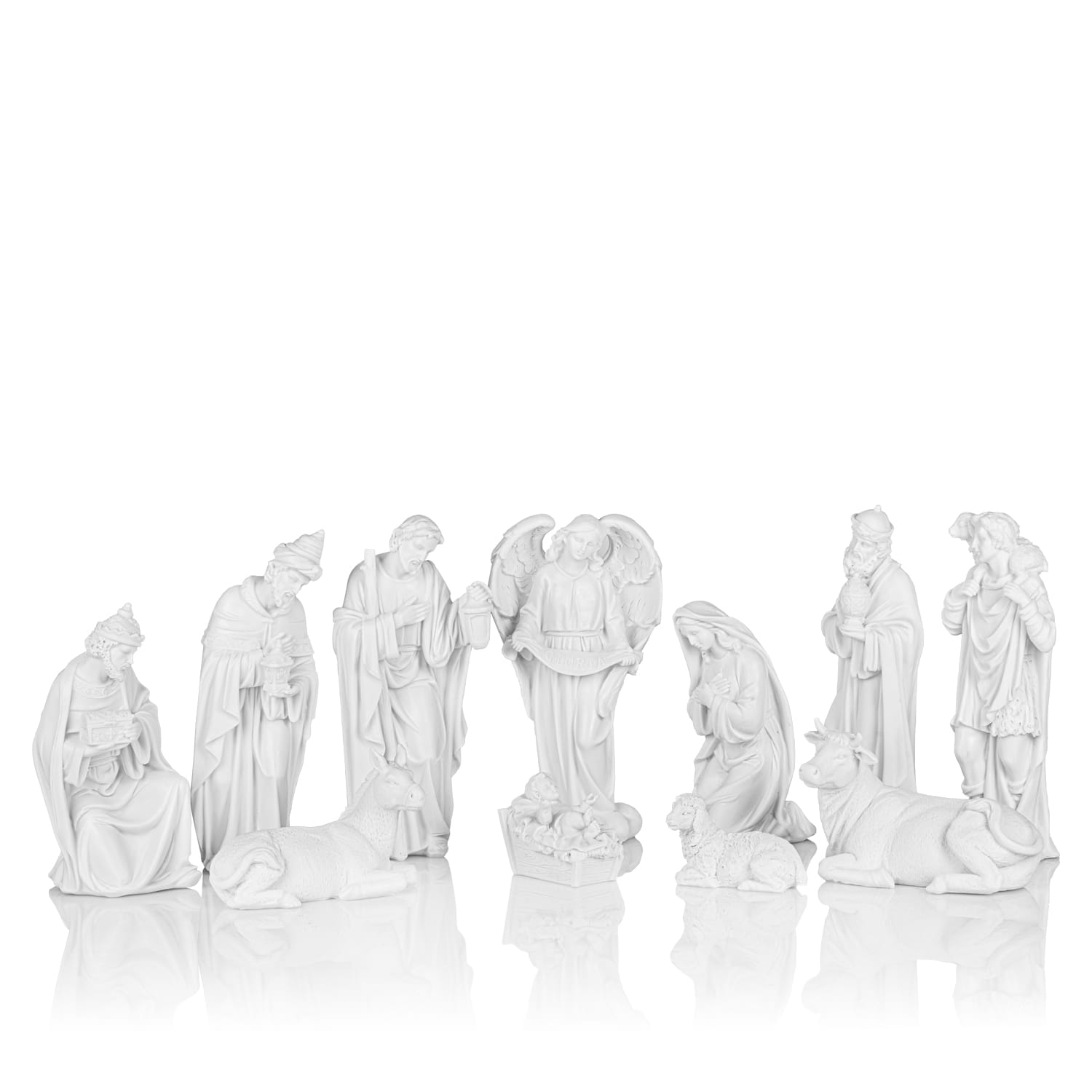 Białe figurki do szopki Classic 20 cm - komplet - widok główny