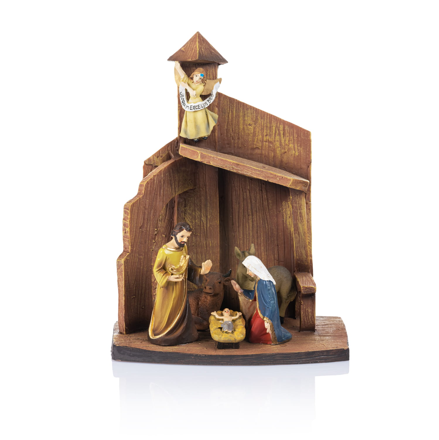 Szopka ze Świętą Rodziną i wieżyczką Classic 18 cm - widok główny