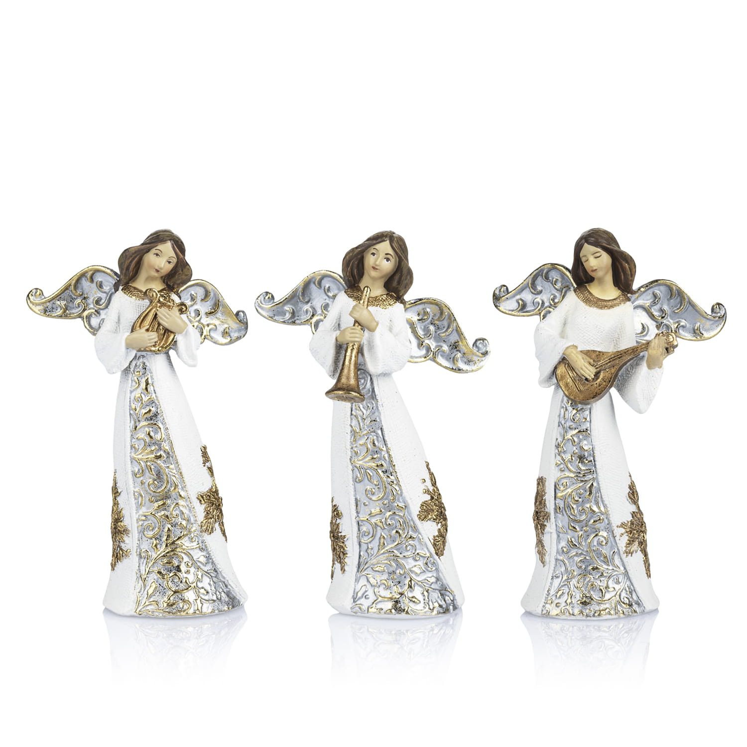 Aniołek muzykujący Decorato 11,5 cm - jasne szaty - widok główny
