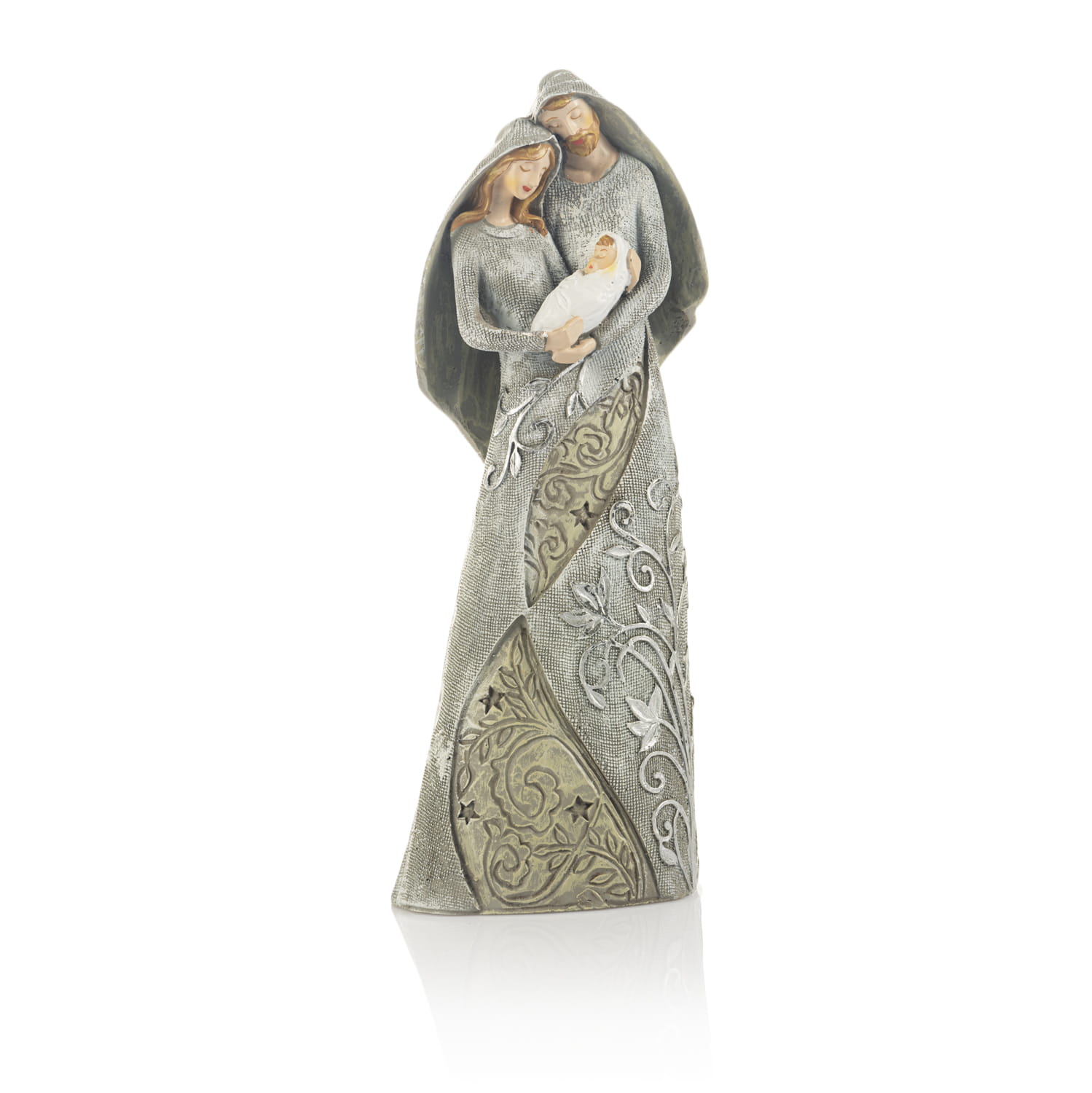 Figura Świętej Rodziny Decorato 23 cm - liściaste wzory - widok główny