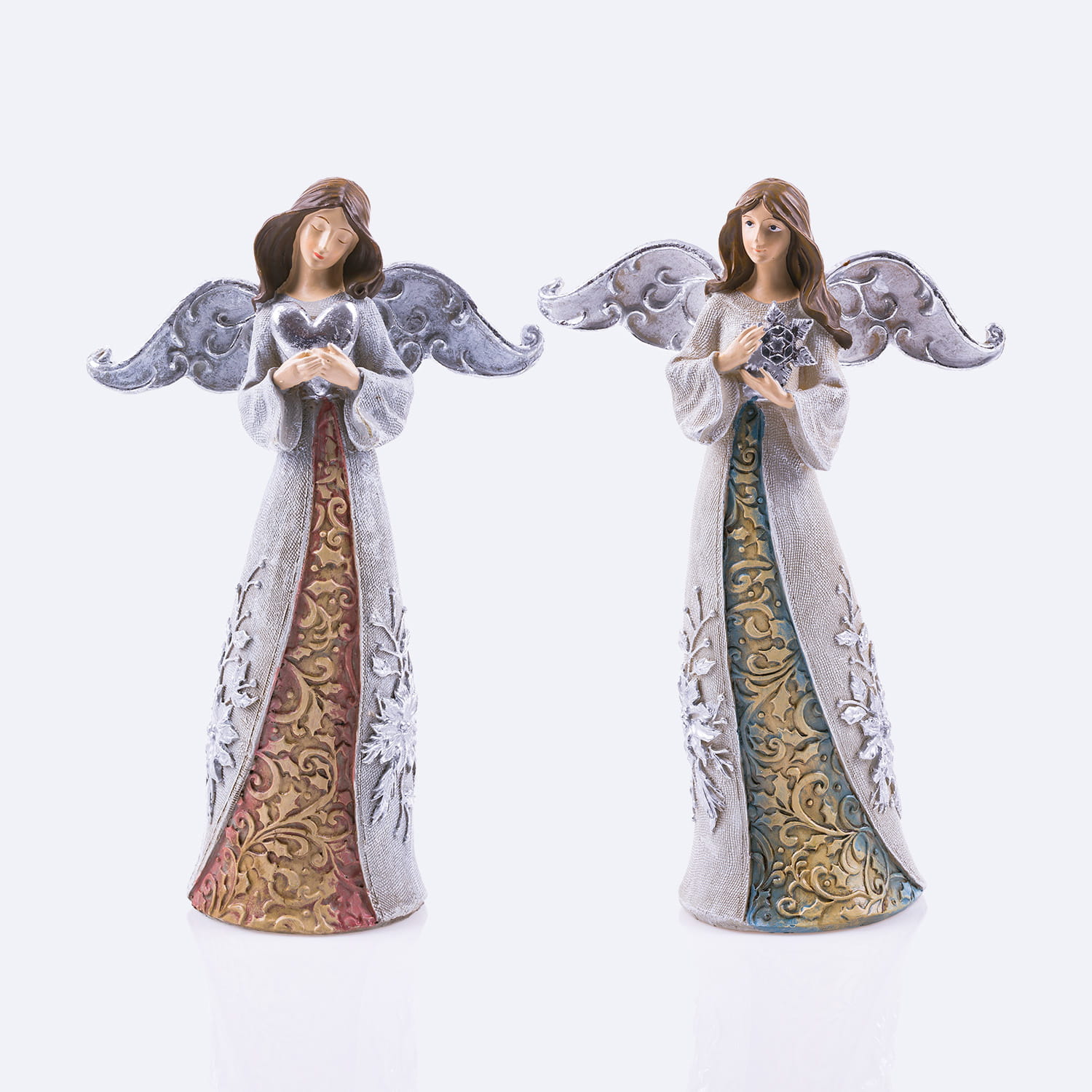 Anioł Decorato 24 cm - serce lub śnieżynka - widok główny