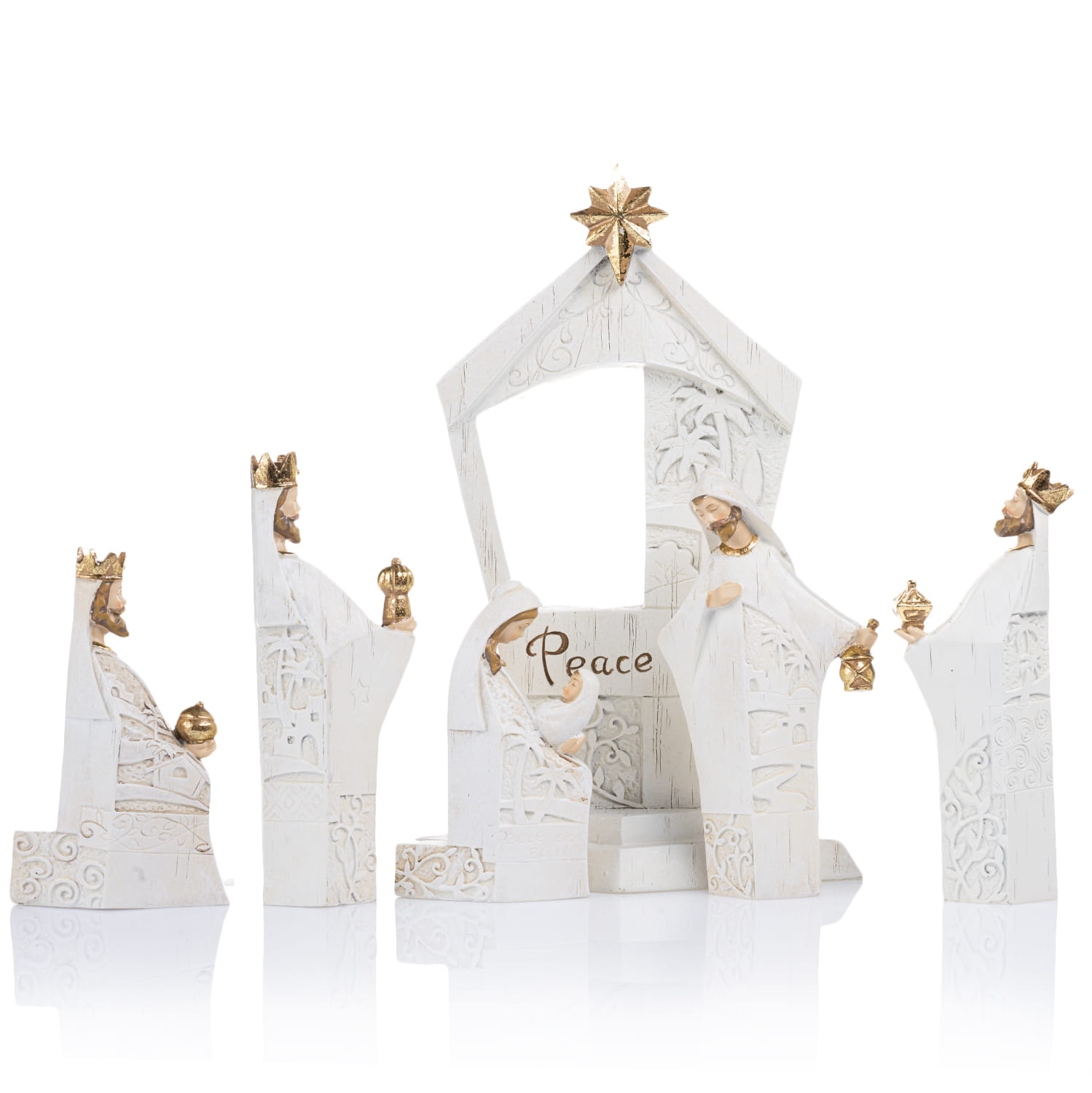 Szopka Decorato 28 cm - biały komplet Peace - widok główny