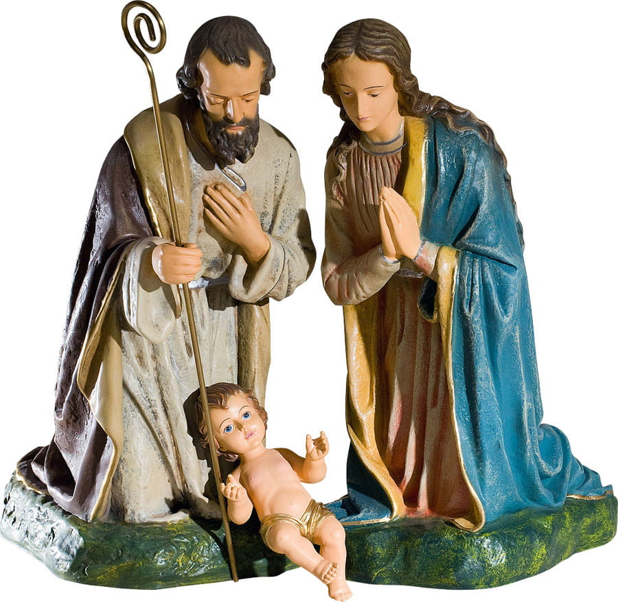 Figury Świętej Rodziny z Maryją bez welonu - Maryja, Józef i Dzieciątko Jezus