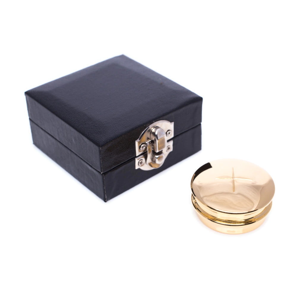 Brass pyx with case