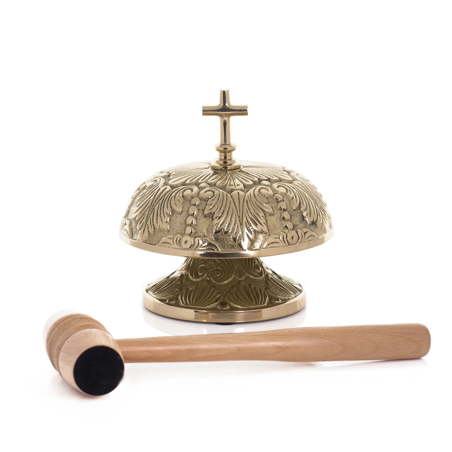 Gong mszalny mosiężny, zdobiony