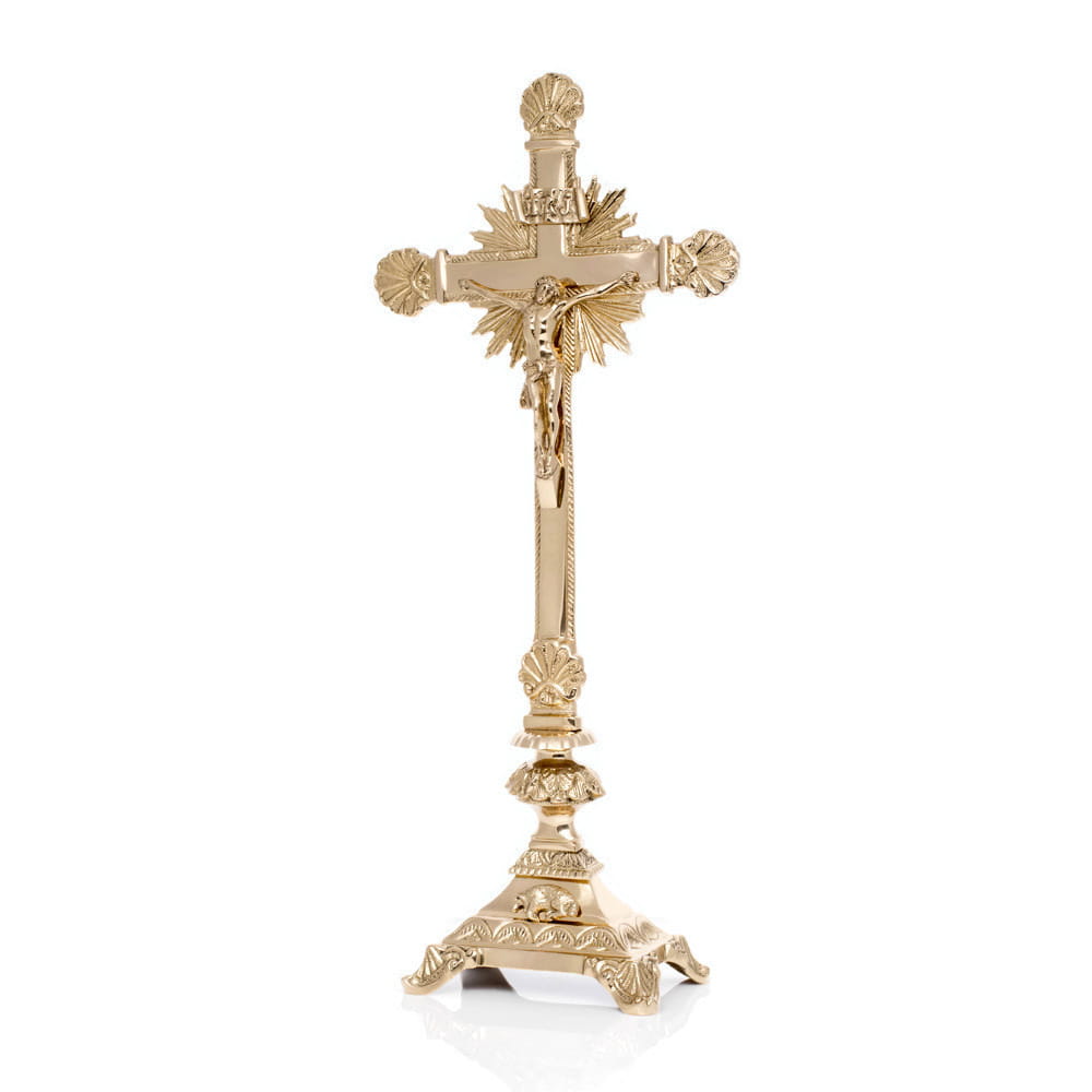 Krzyż ołtarzowy mosiężny 42 cm