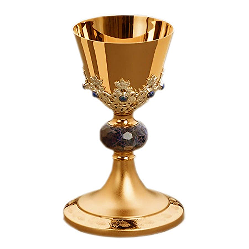 Kielich, nodus, kamienie niebieskie półszlachetne