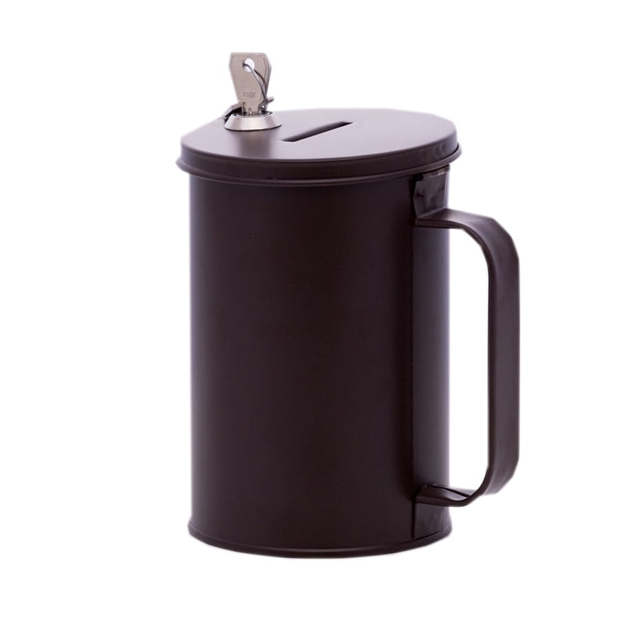 Metall-Opferdose mit Schlüssel, braun