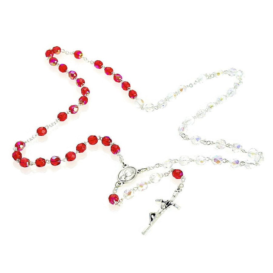 Różaniec kryształowy ze świętym Janem Pawłem 2