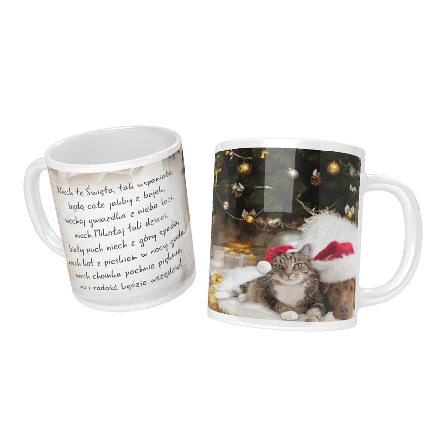 Cat and dog Christmas mug