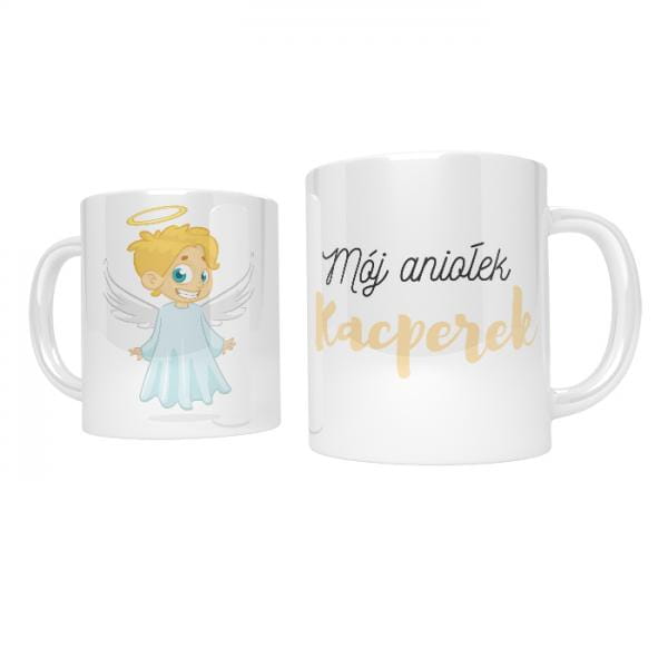 Kubek ceramiczny z aniołkiem, personalizowany
