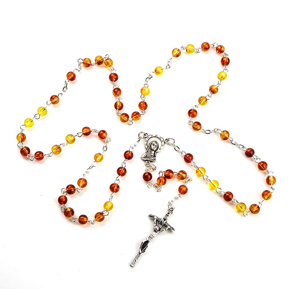 Różaniec akrylowy bursztyn mały
