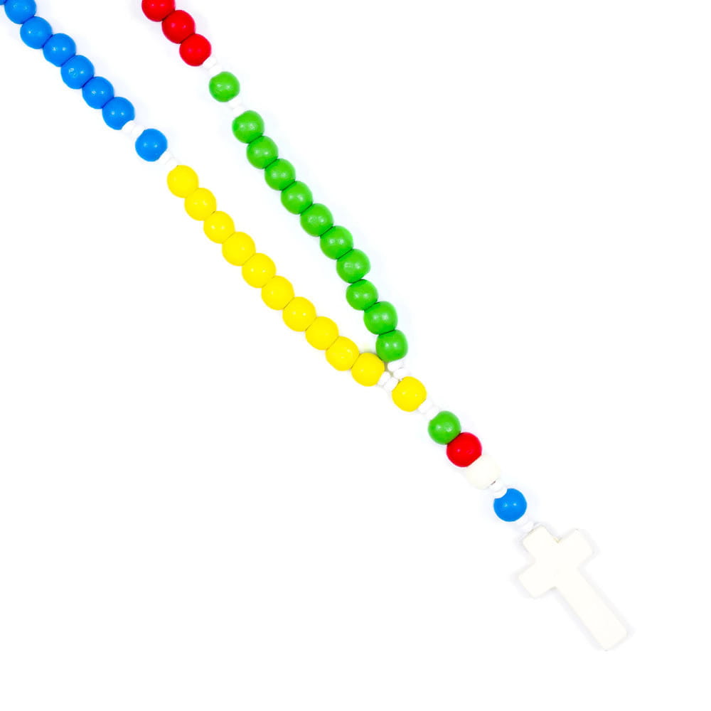 Różaniec misyjny drewniany na gumce