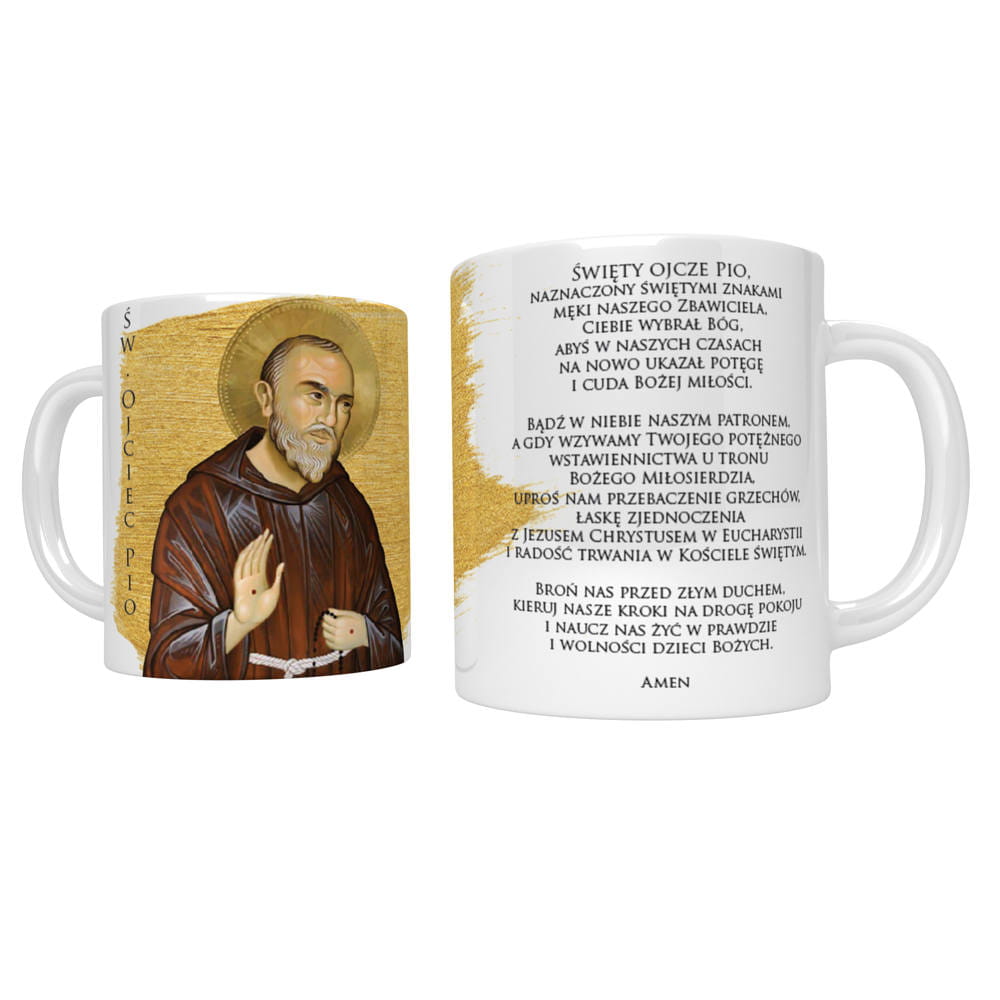 Kubek religijny ze świętym Ojcem Pio