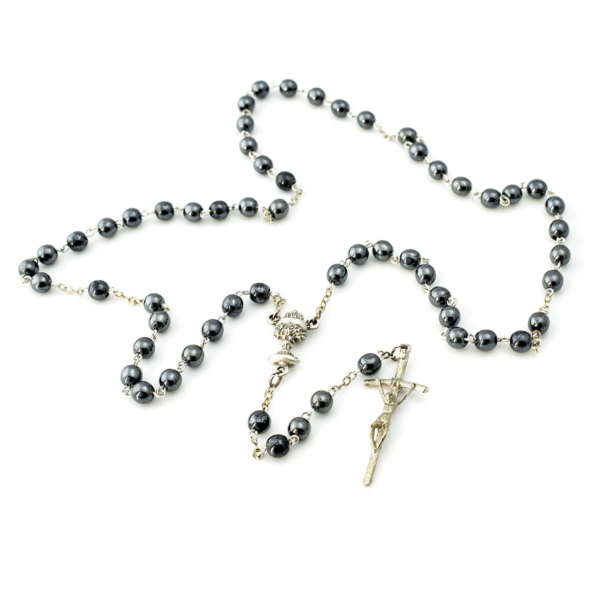 Hematite rosary for First Holy Communion for children